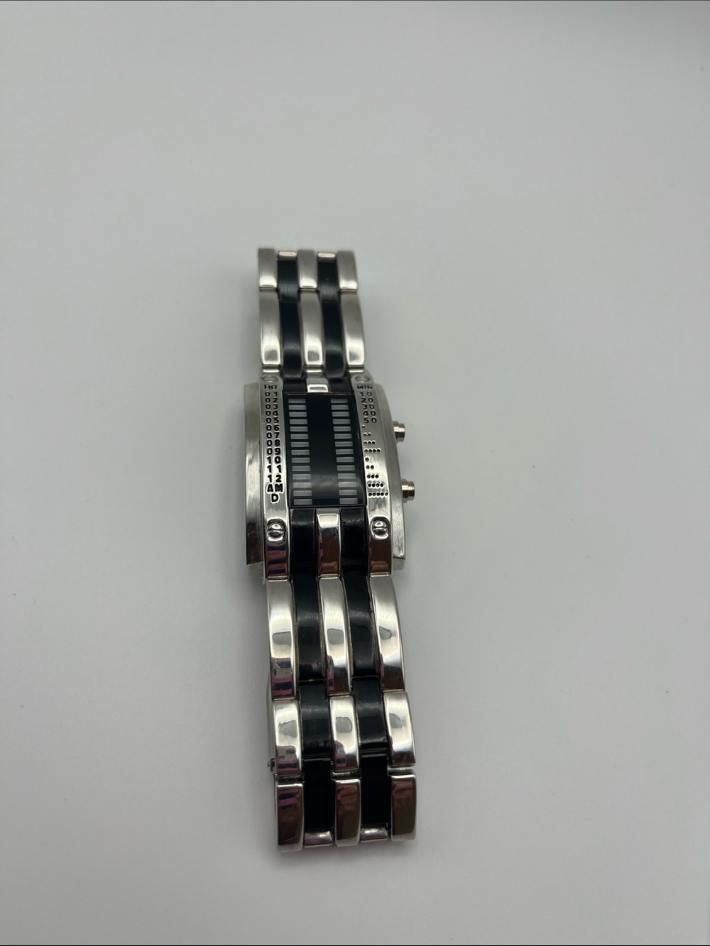 Stainless Steel Black and Silver Digital Watch